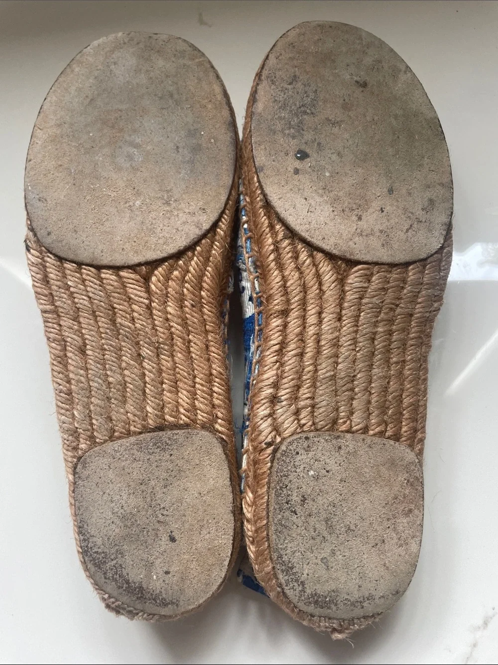 Dolce & Gabbana Blue and white maiolica canvas slip on espadriles sz 36